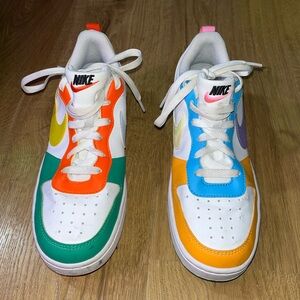 Nike 6.5Y Kids Court Borough Low Recraft Rainbow Colorblock Shoes